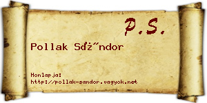 Pollak Sándor névjegykártya